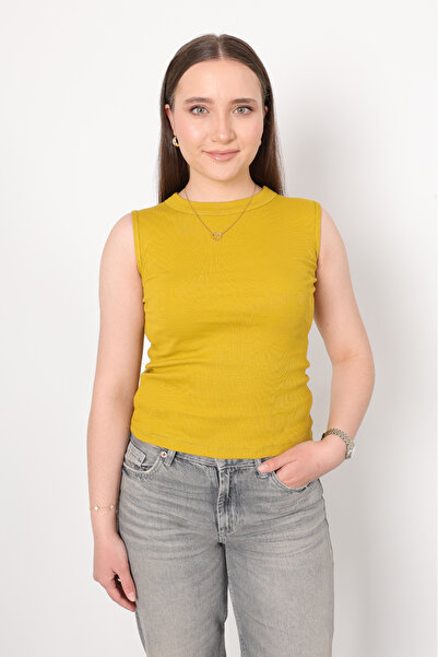 puyeni Kaşkorse Sıfır Kol Bisiklet Yaka Atlet Bluz