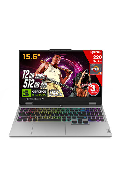 LENOVO LOQ 15AHP10 AI AMD Ryzen5 220 12GB 512GB RTX5050 15.6 IPS 144HzFHD Fre...