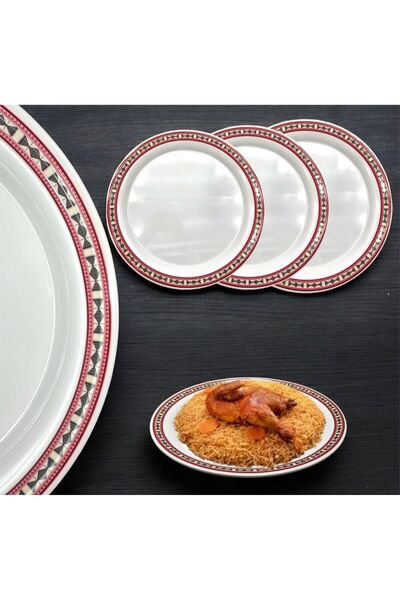LANDREEN Melamine rice serving plates/dishes with a traditional design, break-resistant, microwave safe, sizes 40/45/50cm