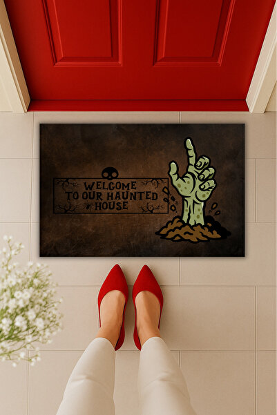 Dormot Yüksek Kaliteli Dijital Baskı - Welcome to Our Haunted House Yazılı 70...