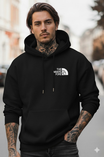 dwnwear Men'S/Unisex Chest Printed Relaxed Hooded Hoodie