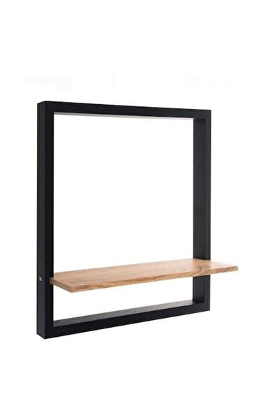 OEM Raft de Perete din Lemn cu Cadru Metalic Negru, 40x10x40 cm