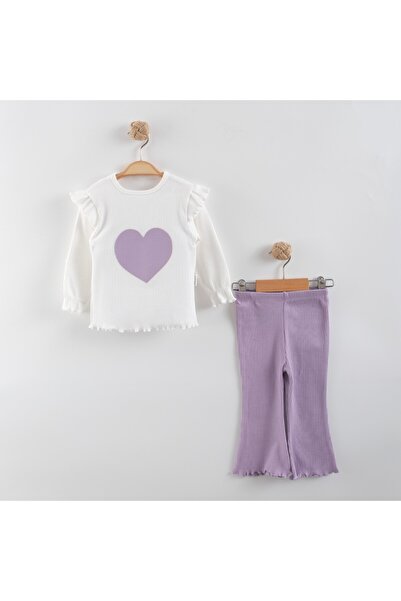 Şirin Şeyler Butiği Heart Double Suit Long Sleeve Blouse İ Flared Antolon Flexible Useful Cotton Fabric