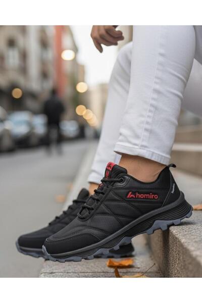 homiro Men's Waterproof Poly Sole Fuspedli Sports Shoes - Black Red