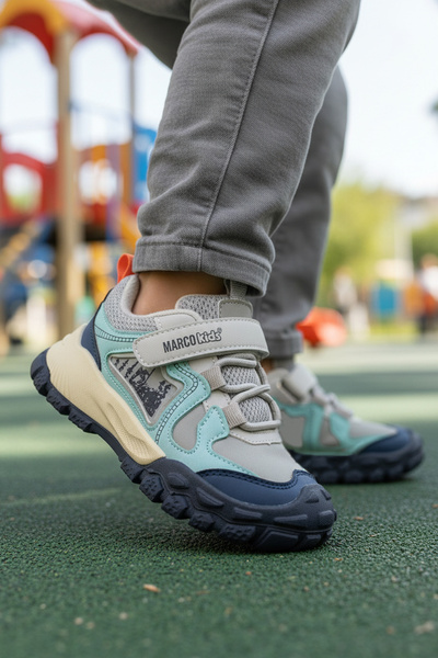 Marco Kids Marcokids Gray Velcro Lightweight Children's Sports Shoes Marcokids 22678 P