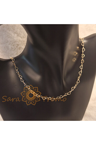 saratremo Colier placat cu aur pentru femei – zale în formă de inimă, 50 cm