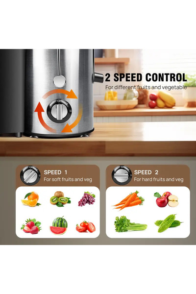 HTH Centrifugal Juicing Machine. Chute For Fruits, Vegetables & Citrus， 500ML Capacity
