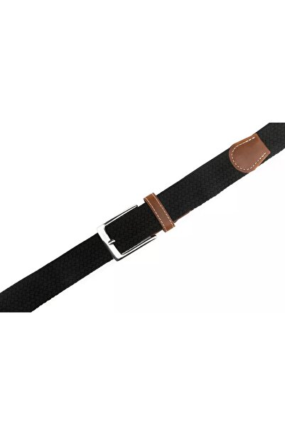 Artizan Suits Unisex black braided elastic belt without holes