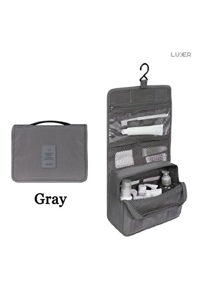 LUXER Travel Cosmetic Bag, Hanging Organizer Type, Waterproof, 24x19x9 cm, Grey