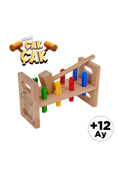 welcomein Çak Çak Doğal Ahşap Çekiç Oyunu 8 Delikli Eğitici Psikomotor El Göz...