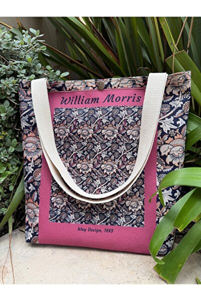 pamukcanta William Morris Kanvas Bez Çanta Yıkanabilir Metal Çıtçıtlı 35x38cm (KÜÇÜK BOY)