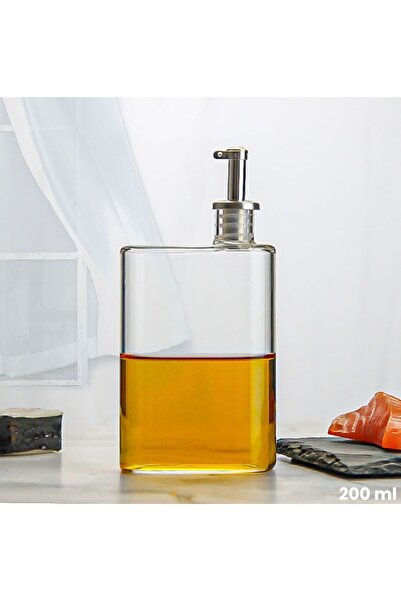 ARVALE 200ml Glass Oil Dispenser Sauce Bottle Vinegar Bottle Square Bottle with Stainless Steel Pump