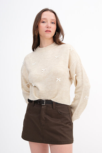 Addax Πλεκτό πουλόβερ με κορδέλα K2237