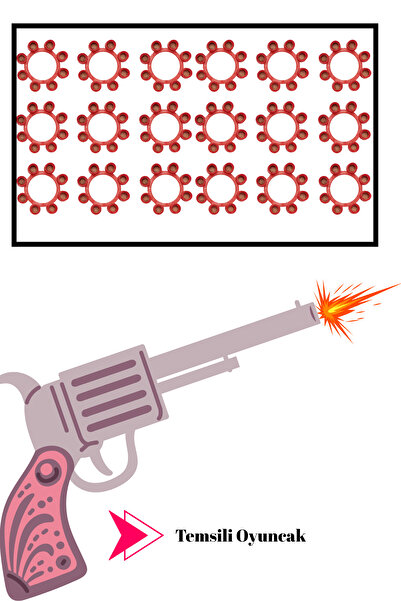 hırdawhat 25 Adet 18x8li Kapsül Mermi Şeridi Toplam 3600 Adet Atış Kırmızı(+12 Yaş Üzeri)