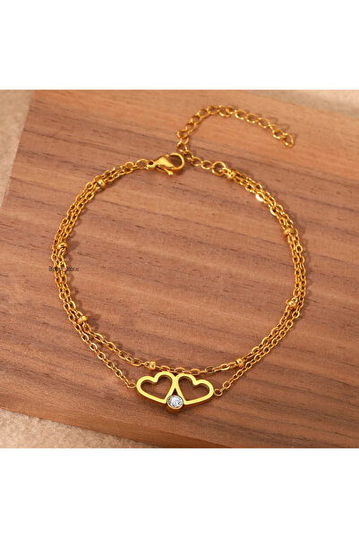 KEVSA Jewelry Brățară din oțel inoxidabil – Două inimioare - BF938