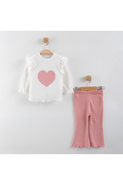 Şirin Şeyler Butiği Heart Double Suit Dusty Rose Long Sleeve Blouse İ Flared Antolon Flexible Useful Cotton Fabric