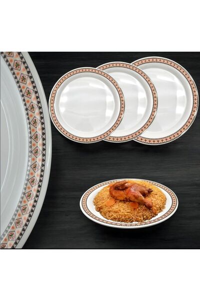LANDREEN Melamine rice serving plates/dishes with a traditional design, break-resistant, microwave safe, sizes 40/45/50cm