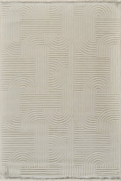 HALIVAR Bonny 1112 Krem Sisal Bukle Dekoratif Kabartmalı Halı Tozsuz Salon Halısı Koridor