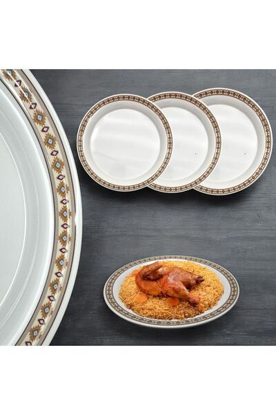LANDREEN Melamine rice serving plates/dishes with a traditional design, break-resistant, microwave safe, sizes 40/45/50cm