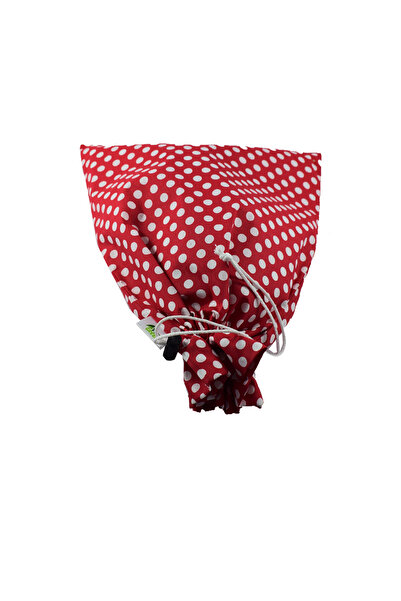 VeraGreen Padded bag for bread 2 kg, linen, with drawstring and stopper, rosu cu buline, size M