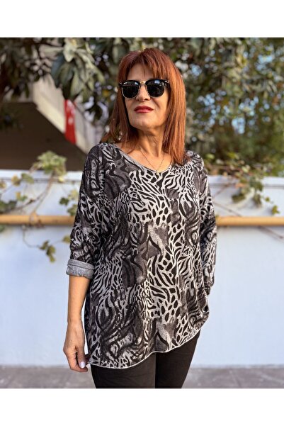 DenizEge Tiger Pattern Knitwear Gray