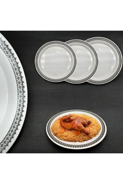 LANDREEN Melamine rice serving plates/dishes with a traditional design, break-resistant, microwave safe, sizes 40/45/50cm