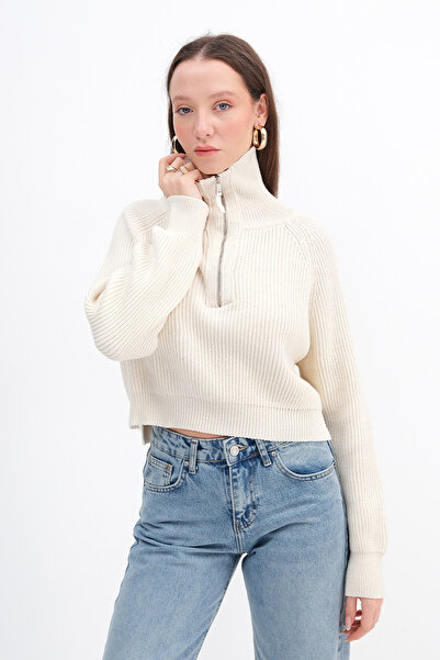 Addax Yakası Fermuarlı Triko Kazak K10262-C8