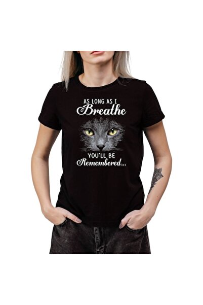 OEM Tricou pentru femei cu pisică și umor, bumbac negru, mărimea S