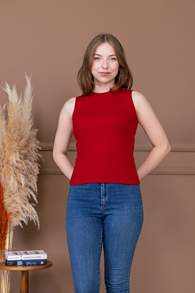 puyeni Kaşkorse Sıfır Kol Bisiklet Yaka Atlet Bluz