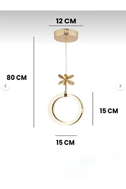 EY-EL TASARIM TEKLİ ALYANS GOLD 3 RENK MODLU KRİSTAL TAŞLI LEDLİ SARKIT AVİZE