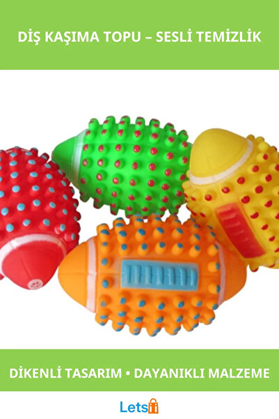 Letsii كرة حك أسنان الكلاب ذات الصوت الشائك، متينة وممتعة