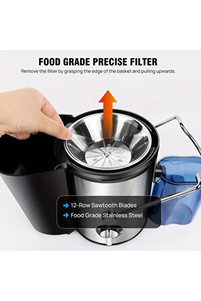 HTH Centrifugal Juicing Machine. Chute For Fruits, Vegetables & Citrus， 500ML Capacity