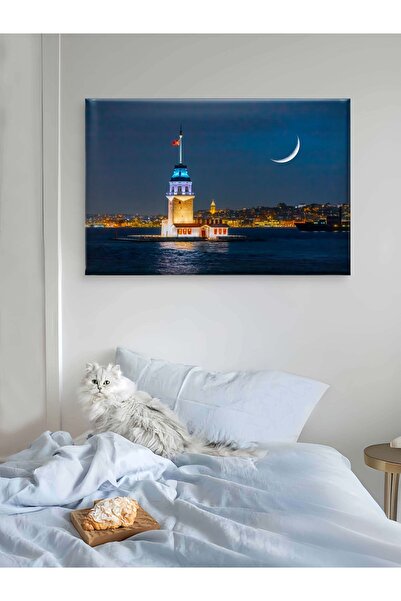 Pikseliart İSTANBUL GECESİ – KIZ KULESİ VE HİLAL IŞIĞINDA ROMANTİK BOĞAZ MANZ...