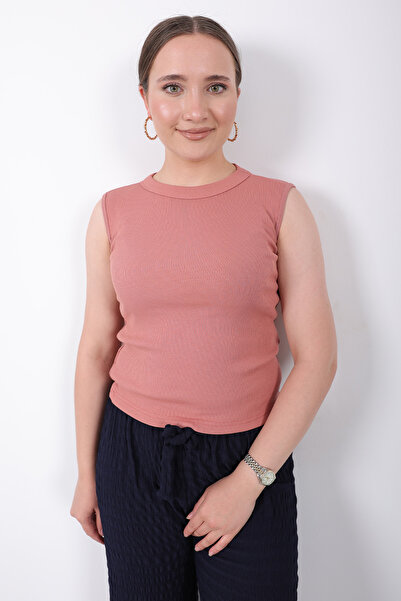 puyeni Kaşkorse Sıfır Kol Bisiklet Yaka Atlet Bluz