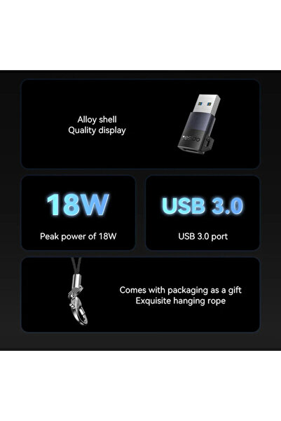 Yesido Adaptor USB OTG la Type-C, 18W GS34, gri