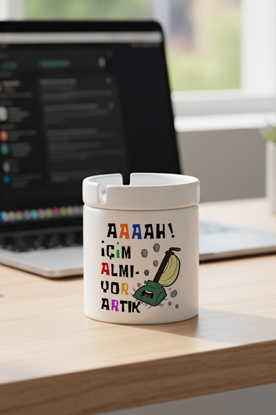 giftkonsept Ahh I Can'T Breathe Anymore B Printed Fun Gift Ceramic Lid Unscented Ashtray