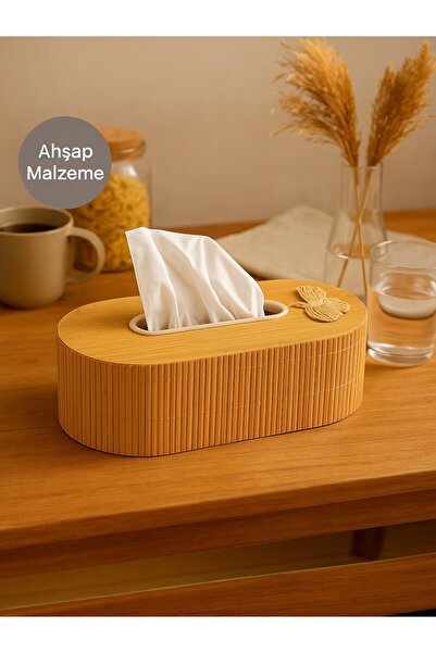 Nesto Home Ahşap Dekoratif Peçetelik- Şık Ahşap Peçete Kutusu