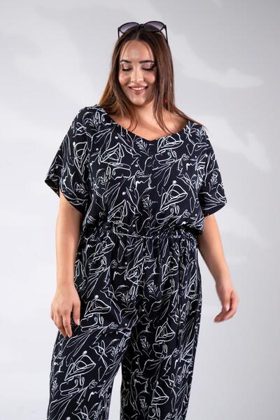 Roxxlen Ολόσωμη φόρμα με ελαστική μέση με σχέδιο μαύρο