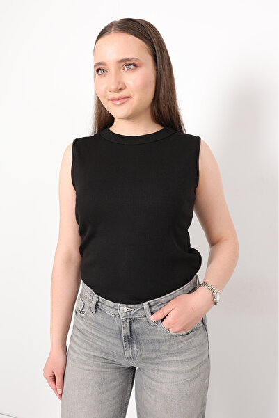 puyeni Kaşkorse Sıfır Kol Bisiklet Yaka Atlet Bluz