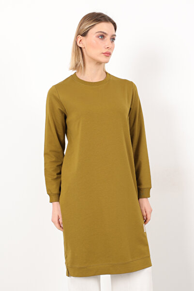 puyeni İki İplik Bisiklet Yaka Armalı Uzun Tunik