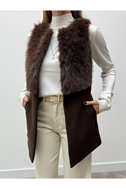 Lady Pixie Women's Fur Detailed Cashmere Vest