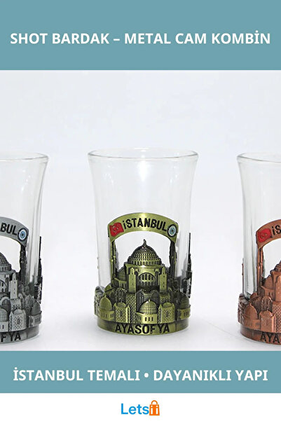 Letsii كأس شوت زجاجي معدني فردي بتصميم أنيق مستوحى من مدينة اسطنبول