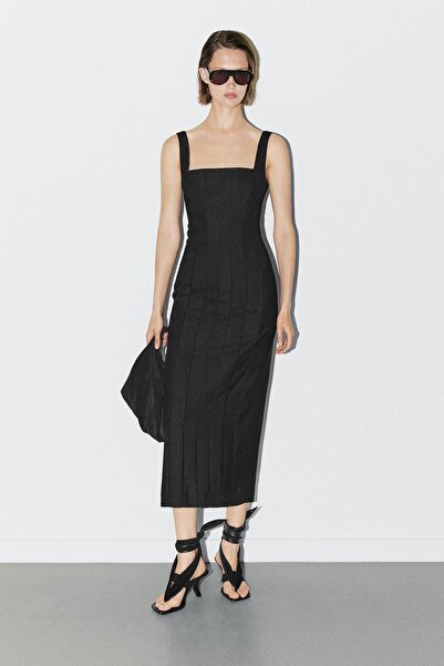 Massimo Dutti Vücuda oturan midi elbise - STUDIO