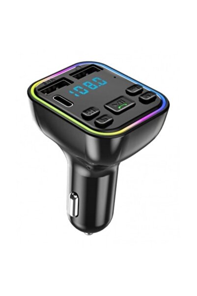 ideal STORE idealSTORE Car FM Transmitter Bluetooth 5.0 Type-C Dual USB 3.1A Fast Charge RGB LED Display 12V-24V