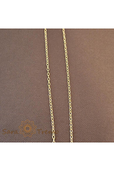 SaraTremo Colier delicat unisex placat cu aur de 18K, model 1x1, 45 cm