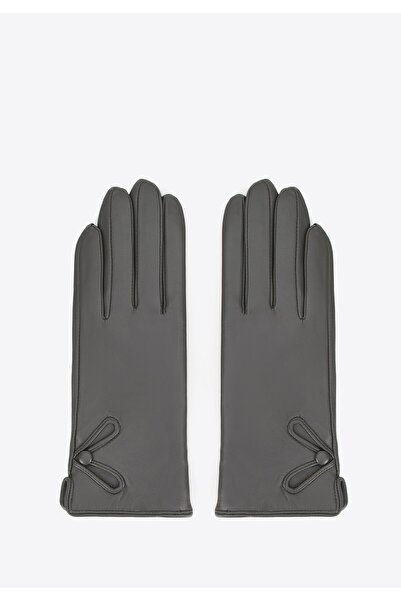Wittchen Women's Leather Gloves with Decorative Buttons, Gray, Leather