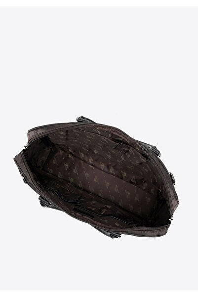 Wittchen Geantă pentru laptop de 14" pentru femei cu monogramă jacquard, maro, poliester maro