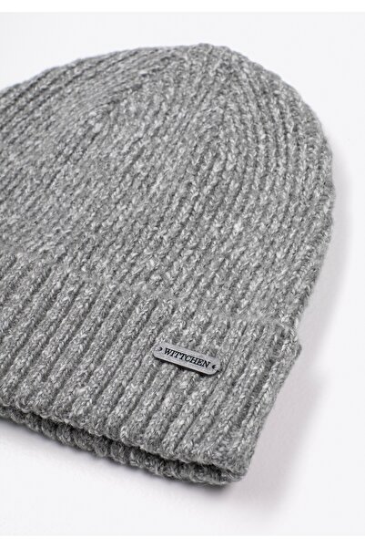 Wittchen Men's Ribbed Cap Gray and White Gray and White Acrylic
