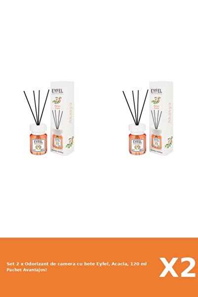 Eyfel Set 2 x Odorizant de camera cu bete Eyfel, Acacia, 120 ml
