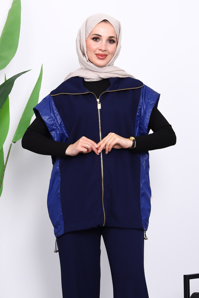 İmajButik Navy Blue Vest and Pants Suit